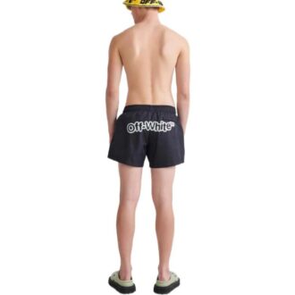 Pantalones Cortos informales rectos con cintura elástica y estampado de logotipo Off-White para hombre, colección Otoño-Invierno 2022, versión en negro