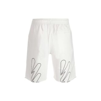 Pantalones Cortos largos FW22 de color liso con estampado de logotipo, blancos