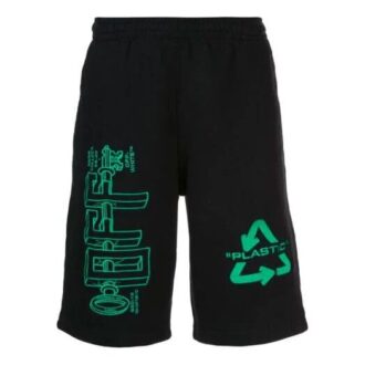 Pantalones Cortos negros con letras y flecha en la espalda