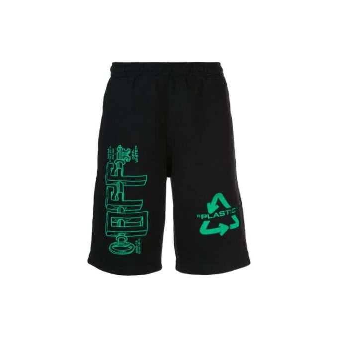 Pantalones Cortos negros con letras y flecha en la espalda