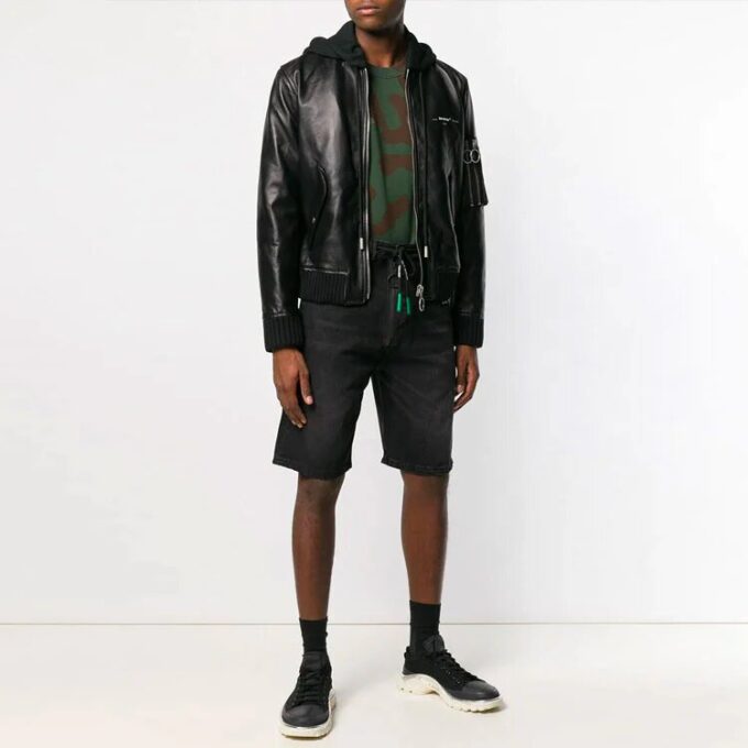 Pantalones Cortos Off-White para hombre con cremallera, versión Ordinary, negros