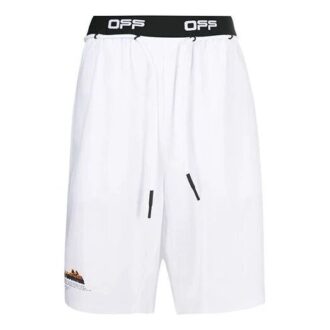 Pantalones Cortos Off-White para hombre con logotipo y flecha en la cintura, blancos