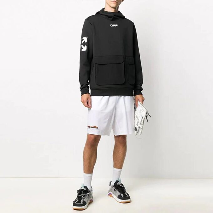 Pantalones Cortos Off-White para hombre con logotipo y flecha en la cintura, blancos