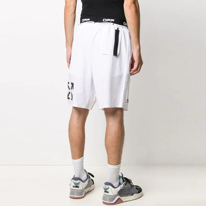 Pantalones Cortos Off-White para hombre con logotipo y flecha en la cintura, blancos