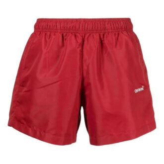 Pantalones Cortos Off-White para hombre de la colección primavera-verano 2022 con estampado del logotipo en color liso, rojo