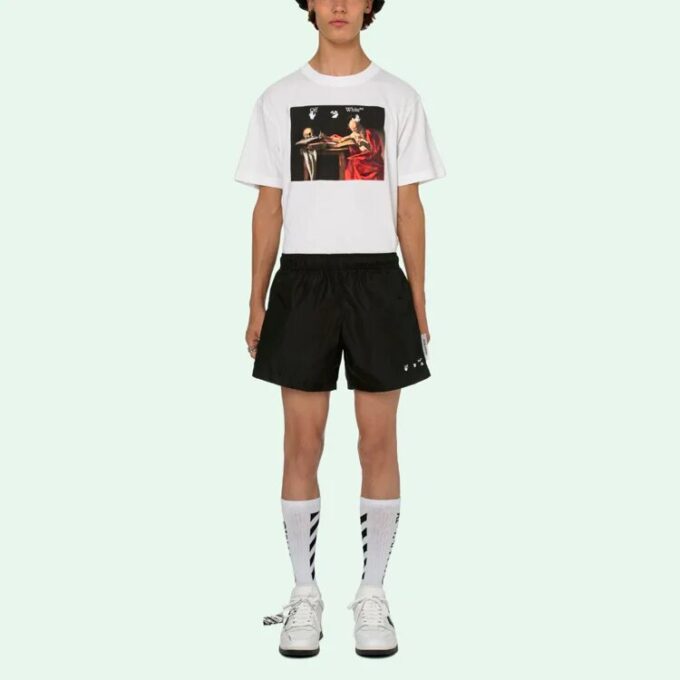 Pantalones Cortos Off-White para hombre SS21 Casual Logo Negro