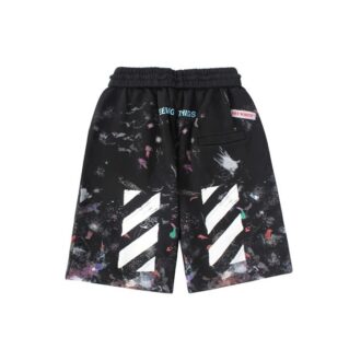 Pantalones Cortos Off-White para hombre, temporada primavera-verano 2021, estilo casual, estampado de salpicaduras de tinta y cielo estrellado, color negro