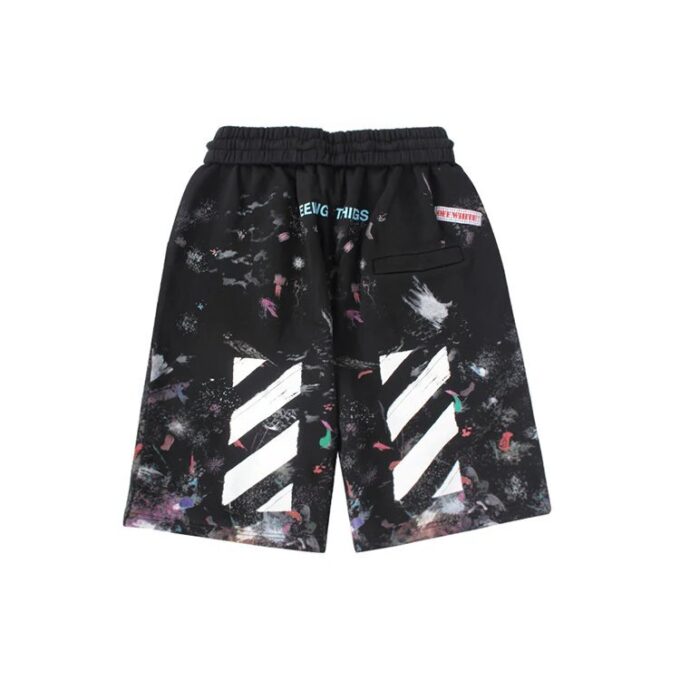 Pantalones Cortos Off-White para hombre, temporada primavera-verano 2021, estilo casual, estampado de salpicaduras de tinta y cielo estrellado, color negro