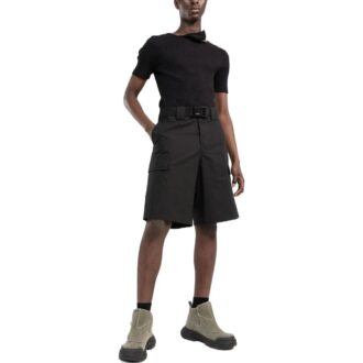 Pantalones Cortos rectos cargo con gran bolsillo y hebilla, de color liso, para hombre, Off-White, temporada primavera-verano 2022, corte holgado, color negro