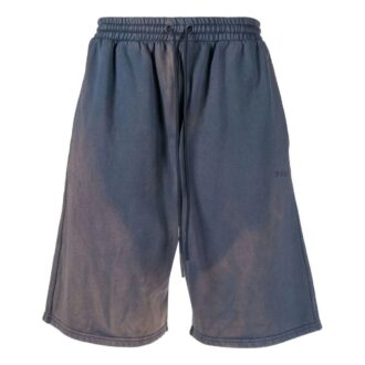 Pantalones Cortos rectos con cordón de ajuste y efecto decolorado Off-White para hombre, colección primavera-verano 2022, versión estándar, azul