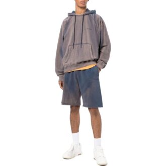 Pantalones Cortos rectos con cordón de ajuste y efecto decolorado Off-White para hombre, colección primavera-verano 2022, versión estándar, azul