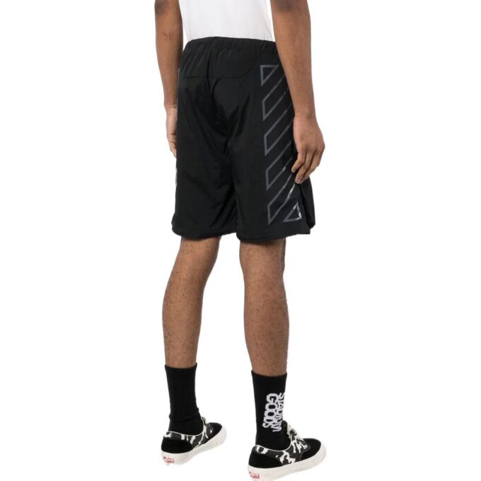 Pantalones Cortos rectos con cordón Off-White para hombre, colección primavera-verano 2022, color liso, negro