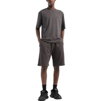 Pantalones Cortos rectos de cintura elástica con estampado de logotipo Off-White para hombre, color marrón