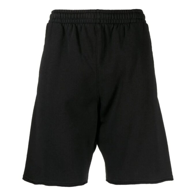 Pantalones Cortos rectos de hombre Off-White, de color liso, con estampado en la espalda y cintura elástica, negros