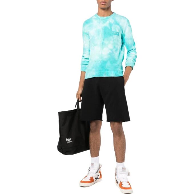 Pantalones Cortos rectos de hombre Off-White, de color liso, con estampado en la espalda y cintura elástica, negros