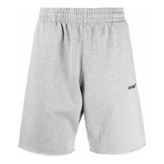Pantalones Cortos rectos de hombre Off-White SS22 de color liso con estampado de logotipo, versión gris