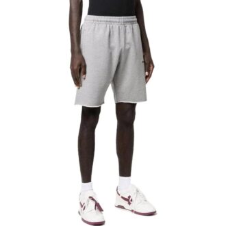 Pantalones Cortos rectos de hombre Off-White SS22 de color liso con estampado de logotipo, versión gris