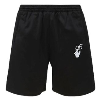 Pantalones Cortos rectos de hombre Off-White SS22, de color liso con estampado de logotipo y cintura elástica, versión estándar, negros