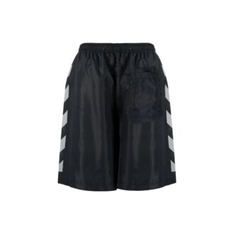 Pantalones Cortos rectos de sarga estampada con cintura elástica Off-White para hombre, colección SS22, versión estándar, color negro