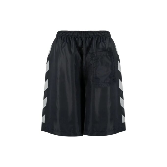 Pantalones Cortos rectos de sarga estampada con cintura elástica Off-White para hombre, colección SS22, versión estándar, color negro