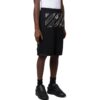 Pantalones cortos rectos de sarga estampados Off-White para hombre, negro