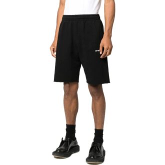 Pantalones Cortos rectos holgados Off-White para hombre, colección primavera-verano 2022, con estampado de logotipo alfabético, color negro