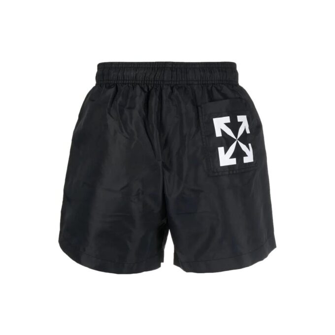 Pantalones Cortos rectos negros con cintura elástica y estampado de logotipo Off-White para hombre, colección primavera-verano 2022