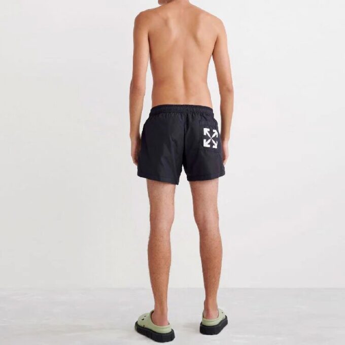 Pantalones Cortos rectos negros con cintura elástica y estampado de logotipo Off-White para hombre, colección primavera-verano 2022