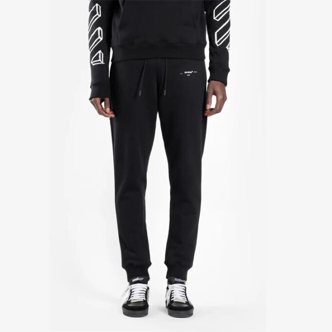 Pantalones de chándal ajustados con gráfico 3D, marcas diagonales y Arrows, negro/blanco