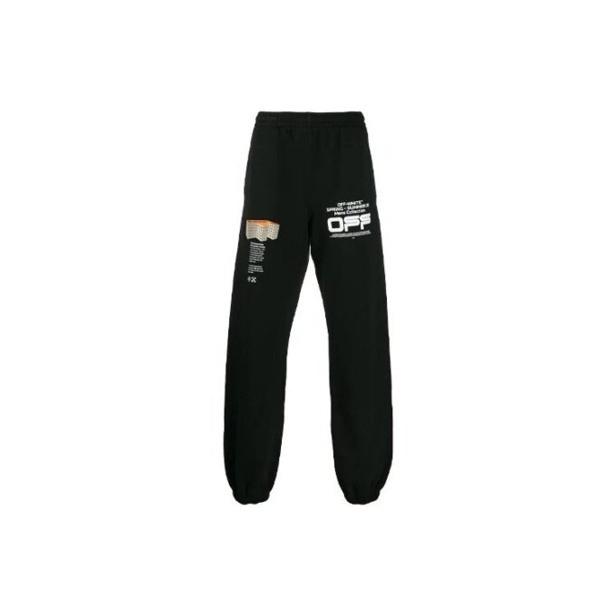 Pantalones de chándal con logo ondulado para hombre, temporada primavera-verano 2020, negros