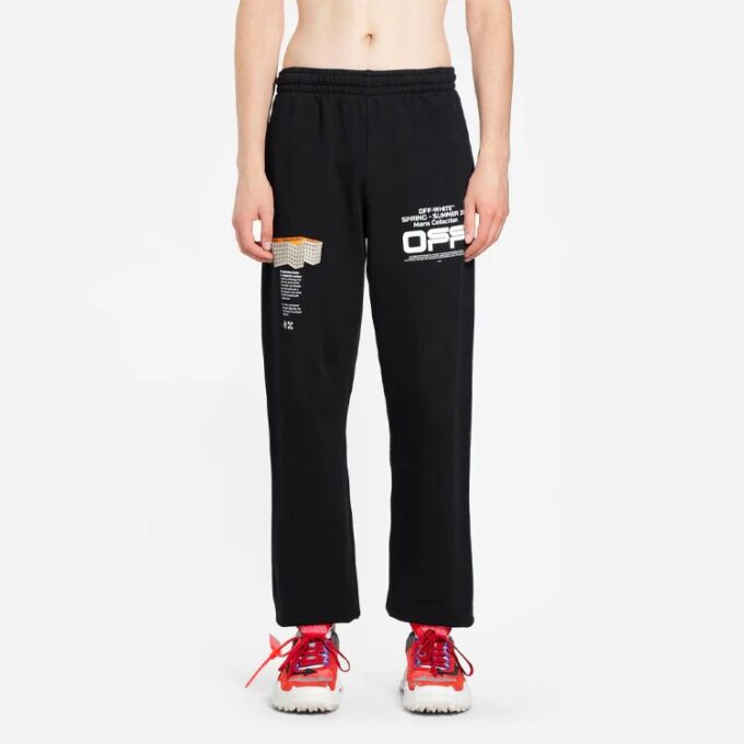 Pantalones de chándal con logo ondulado para hombre, temporada primavera-verano 2020, negros
