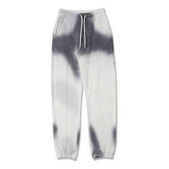 Pantalones de chándal de algodón teñidos a mano para hombre, grises y blancos
