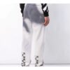 Pantalones de chándal de algodón teñidos a mano para hombre, grises y blancos