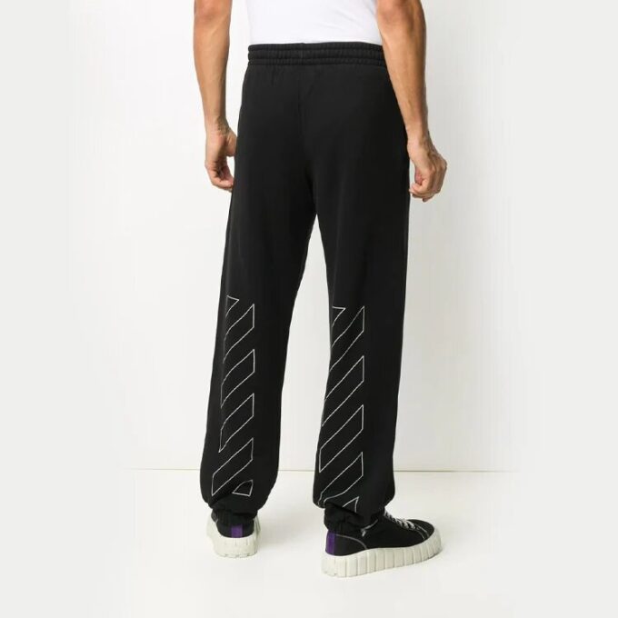 Pantalones de hombre con estampado de rayas diagonales, negros