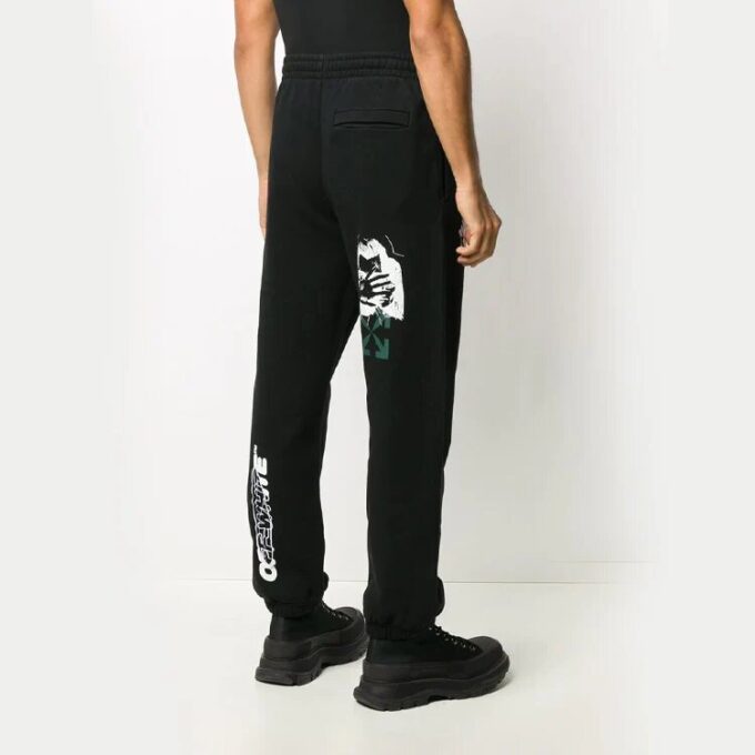 Pantalones de hombre con estampado del logotipo de Hand Workers FW20, negros