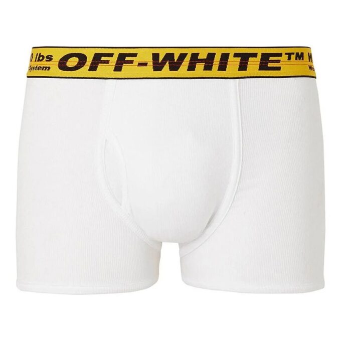 Pantalones de tela con logo industrial de la colección primavera-verano 2021, versión de corte ajustado, color blanco