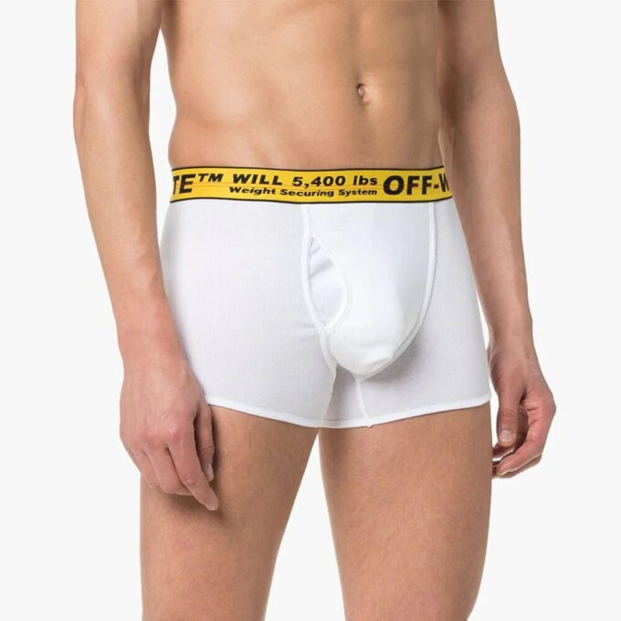 Pantalones de tela con logo industrial de la colección primavera-verano 2021, versión de corte ajustado, color blanco
