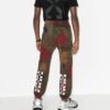 Pantalones deportivos ajustados con apliques de hojas FW20 para hombre, color caqui/verde