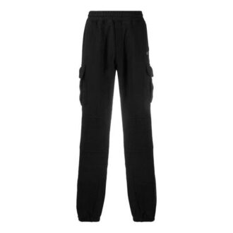 Pantalones deportivos cargo de hombre Off-White con cintura elástica y logotipo, corte ajustado, color negro