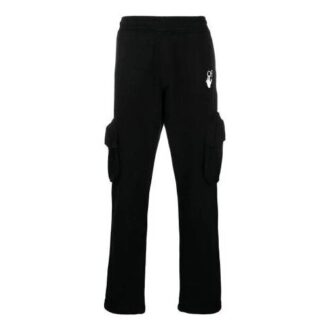 Pantalones deportivos casuales con bolsillo con logotipo SS21, negros