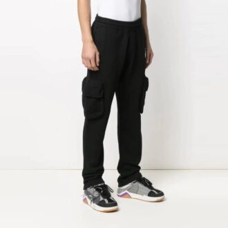 Pantalones deportivos casuales con bolsillo con logotipo SS21, negros