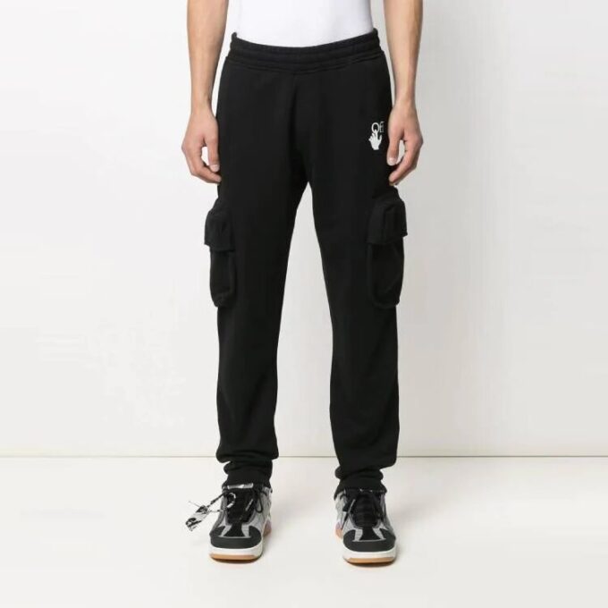 Pantalones deportivos casuales con bolsillo con logotipo SS21, negros