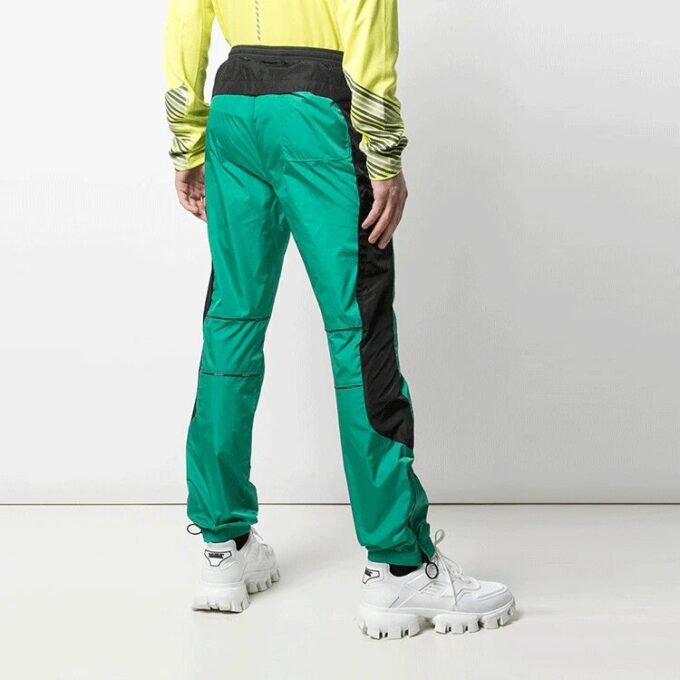 Pantalones deportivos casuales Off-White para hombre de la colección SS21 con raya lateral, corte ajustado, color verde