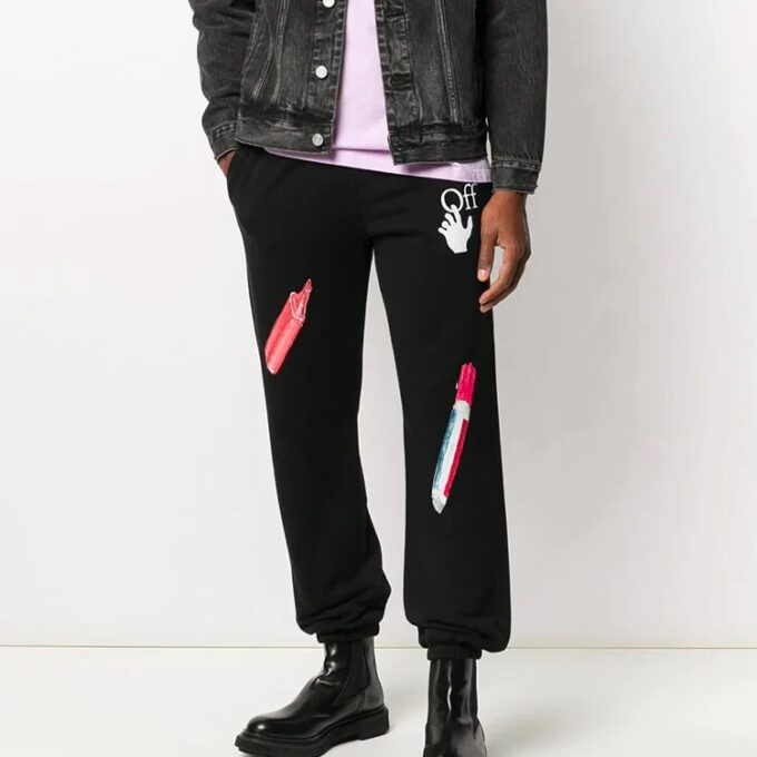 Pantalones deportivos con apliques Pascal Pill para hombre, negros