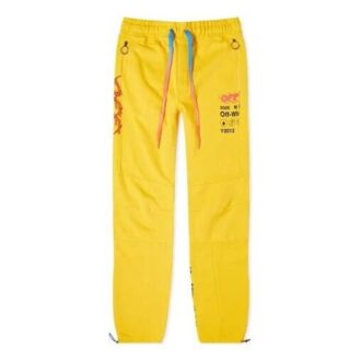 Pantalones deportivos con cordón y estampado de logotipo en paneles Industr Y013, amarillo