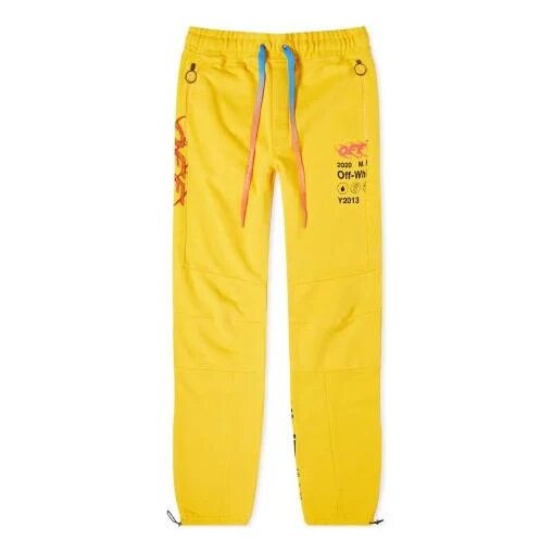 Pantalones deportivos con cordón y estampado de logotipo en paneles Industr Y013, amarillo