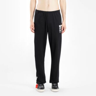Pantalones deportivos con estampado de letras y diseño de la Mona Lisa, negro