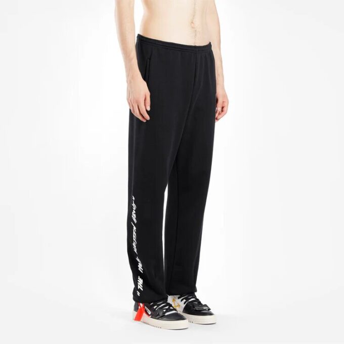 Pantalones deportivos con estampado de letras y diseño de la Mona Lisa, negro
