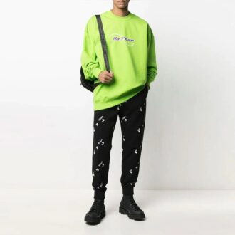 Pantalones deportivos con estampado de logotipo grande de la colección primavera-verano 2021, color negro