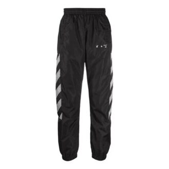 Pantalones deportivos con estampado de rayas laterales SS21, negros
